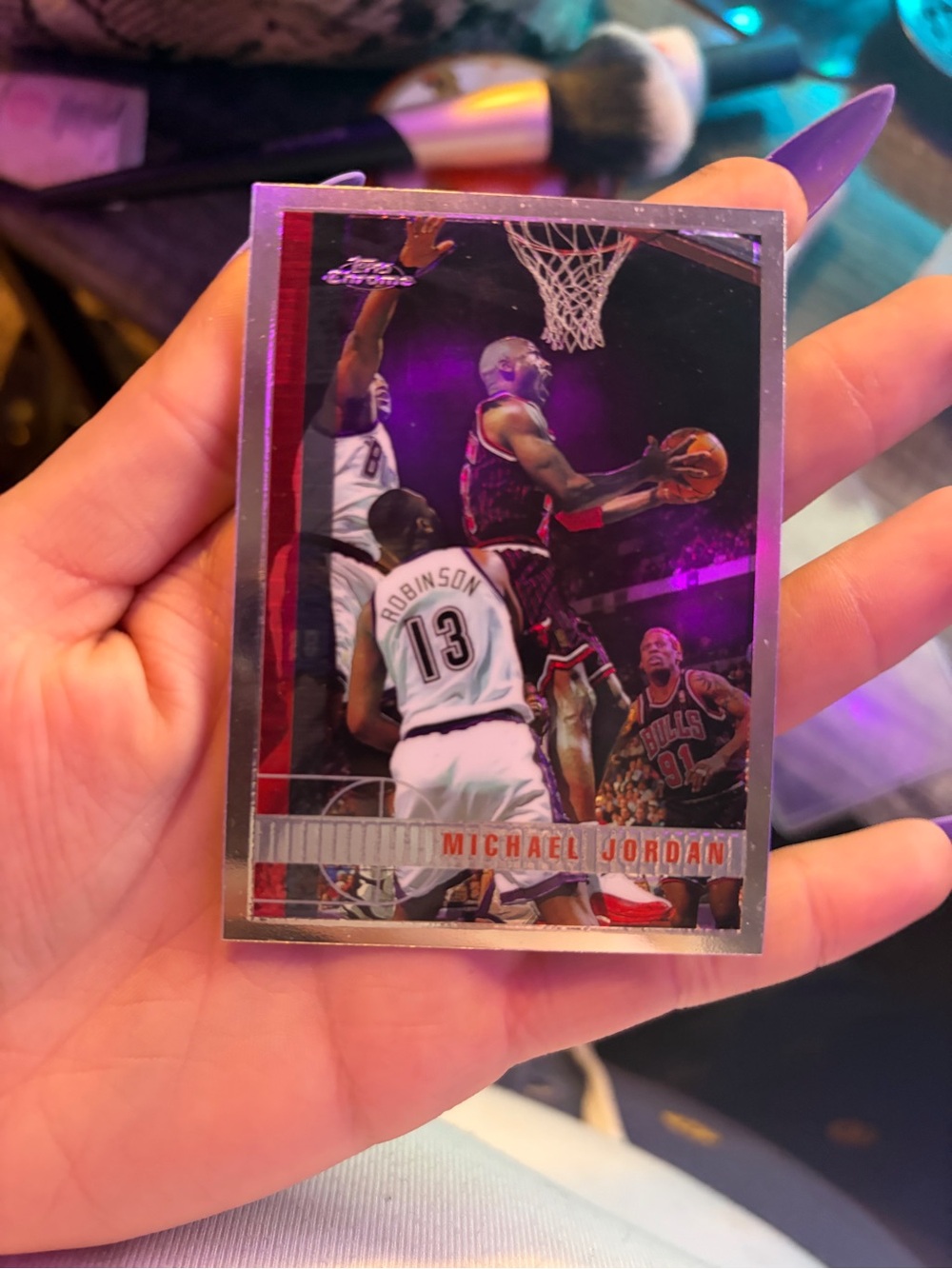 Michael Jordan Basketball Trading Card - Silver Trim, Red Accents